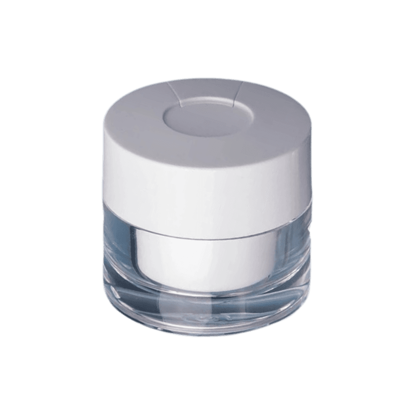 กระปุกครีมอะคริลิกใส ฝาสีขาว ทรงกลม ดีไซน์เรียบมินิมอล